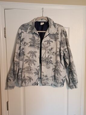 Vintage Bomber W/ Palm Print And Pockets
